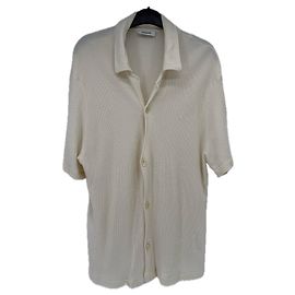 Sandro Cream Button Down Polo Shirt Black