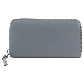 Fendi Light Blue Leather Long Wallet Light blue