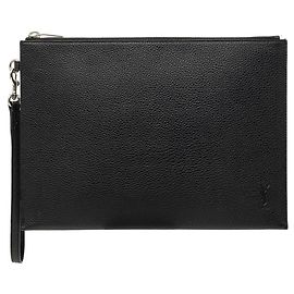 Saint Laurent YSL Logo Clutch Bag Black