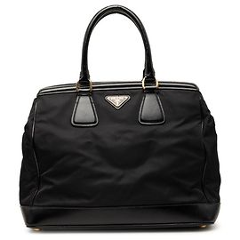 Sac à main Prada Saffiano Triangle Logo Plate Noir