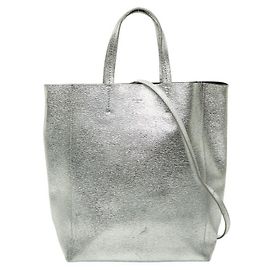 Céline Bolsa Celine Vertical Cabas Small Prata