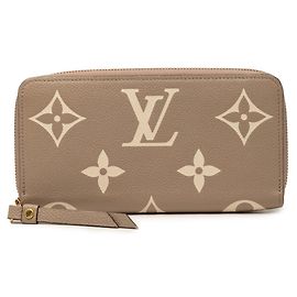 Louis Vuitton Monogram Empreinte Bicolor Zippy Wallet Beige Grey Cream