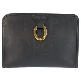 Clutch oval preta Christian Dior Trotter Preto