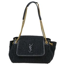 Sac à main Nolita en raphia Saint Laurent Small Noir