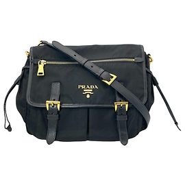 Borsa a tracolla in nylon e pelle Prada nera Nero