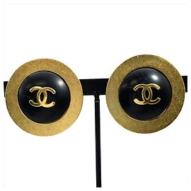 Pendientes Chanel Coco Mark Circle Negro Dorado