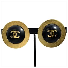 Orecchini Chanel Coco Mark Circle Nero D'oro