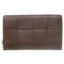 Bottega Veneta Maxi Intrecciato Leather Long Wallet Brown