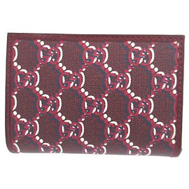 Gucci GG Shadow Red Leather Long Wallet Red