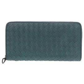 Bottega Veneta Blue Leather Long Wallet Blue
