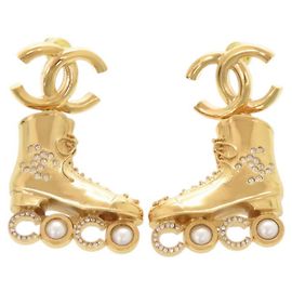 Orecchini pattini Chanel Coco Mark Gold D'oro