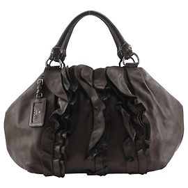 Prada Frill Tote Bag BR3987 in Brown Leather Brown