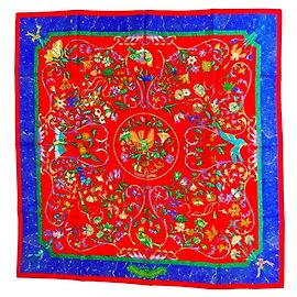 Hermès Hermes Carre 90 PIERRES d' ORIENT et OCCIDENT Sciarpa in seta Rosso