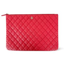 Pochette iPad Chanel Matelassée Caviar Large Rouge