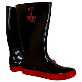 Love Moschino 'Wet a Porter' Gummistiefel Schwarz Schwarz Rot