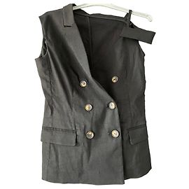 Pinko Black Linen Blend Sleeveless Blazer Black