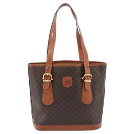 Céline Celine Vintage Macadam Canvas and Leather Marron