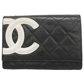 Portafoglio Chanel Cambon in agnello Nero