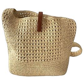 Saint Laurent Sac Cabas en Raffia Beige