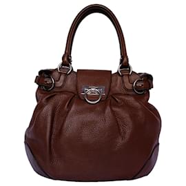 Salvatore Ferragamo Gancini Brown Leather Handbag Brown