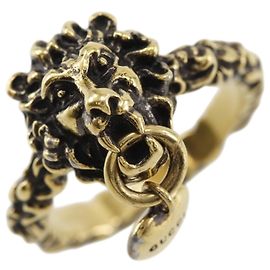 Gucci Lion Head Ring Gold Plated Golden