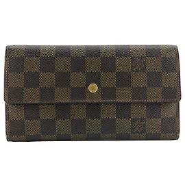 Louis Vuitton Damier Canvas Long Wallet Brown