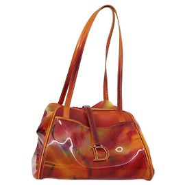 Sac à main Christian Dior en vinyle Orange Authentique 177521 Orange