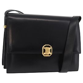 Céline Borsa a Spalla CELINE in Pelle Nera e Oro Auth ep14468V Nero D'oro