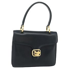 Céline Borsa CELINE in pelle blu navy e oro Auth mr2438 D'oro Blu navy
