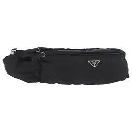 PRADA Waist bag Nylon Black Silver Auth 180191 Black Silvery