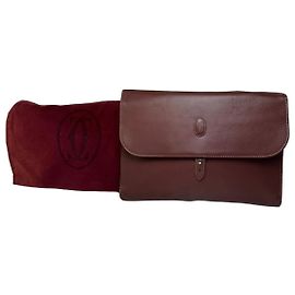 Pochette en cuir bordeaux vintage Cartier Bordeaux