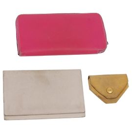 Hermès Portefeuille HERMES en cuir 3 pièces Rose Rouge beige Auth bs34898 Rose Rouge Beige