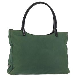 Sac cabas PRADA en nylon Vert Noir Auth ti3933 Noir Vert