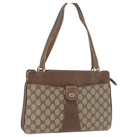Sac à main GUCCI GG Supreme en PVC Beige Or Auth 180212 Beige Doré