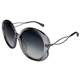Óculos de sol oversized vintage Chloé em acetato cinza e metal Cinza