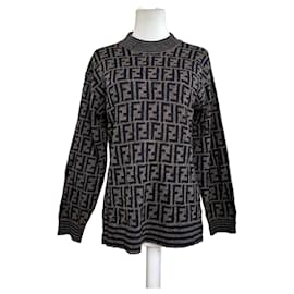 Fendi Iconic FF Monogram Strickpullover Braun Braun