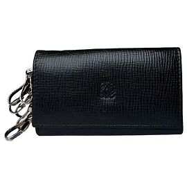 Vintage Loewe Leather Keychain Wallet Black Black