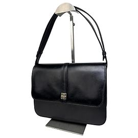 Bolsa de ombro em couro vintage Givenchy Preto Dourado Preto