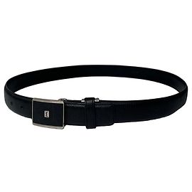 Cinto de couro texturizado Yves Saint Laurent com fivela prateada preta Preto
