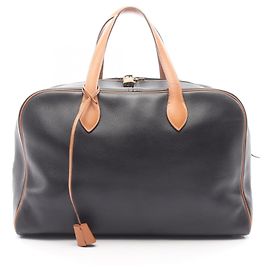 Hermès Sac à main Boston Hermes Victoria 43 Marron Noir