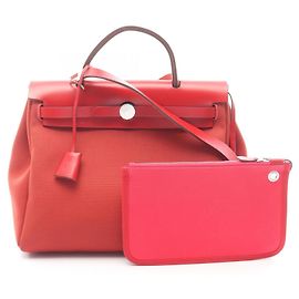 Hermès Hermes Herbag Zip PM 2-Way Handbag Pink Red Dark red