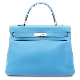 Hermès Sac à main Hermes Kelly 35 en Blue Zanzibar Bleu