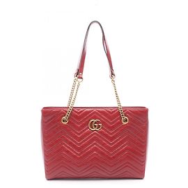 Gucci GG Marmont Red Leather Tote Bag Red