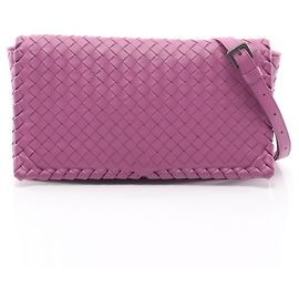 Bolsa de Ombro Bottega Veneta Intrecciato Roxo