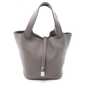 Hermès Bolsa Hermes Picotin Lock MM Marrom Cinza