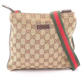 Borsa a tracolla Gucci GG Canvas Sherry Line Marrone Multicolore Beige