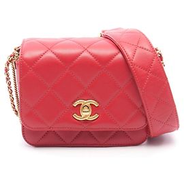 Bolsa de Alça Chanel Matelassé Mini Chain Vermelho