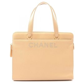 Bolsa Chanel em couro de vitelo granulado bege Bege