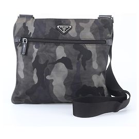 Borsa a tracolla Prada Saffiano Nylon Camouflage Marrone Nero