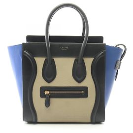 Céline Borsa Tote Celine Luggage Micro Shopper Nero Blu Beige